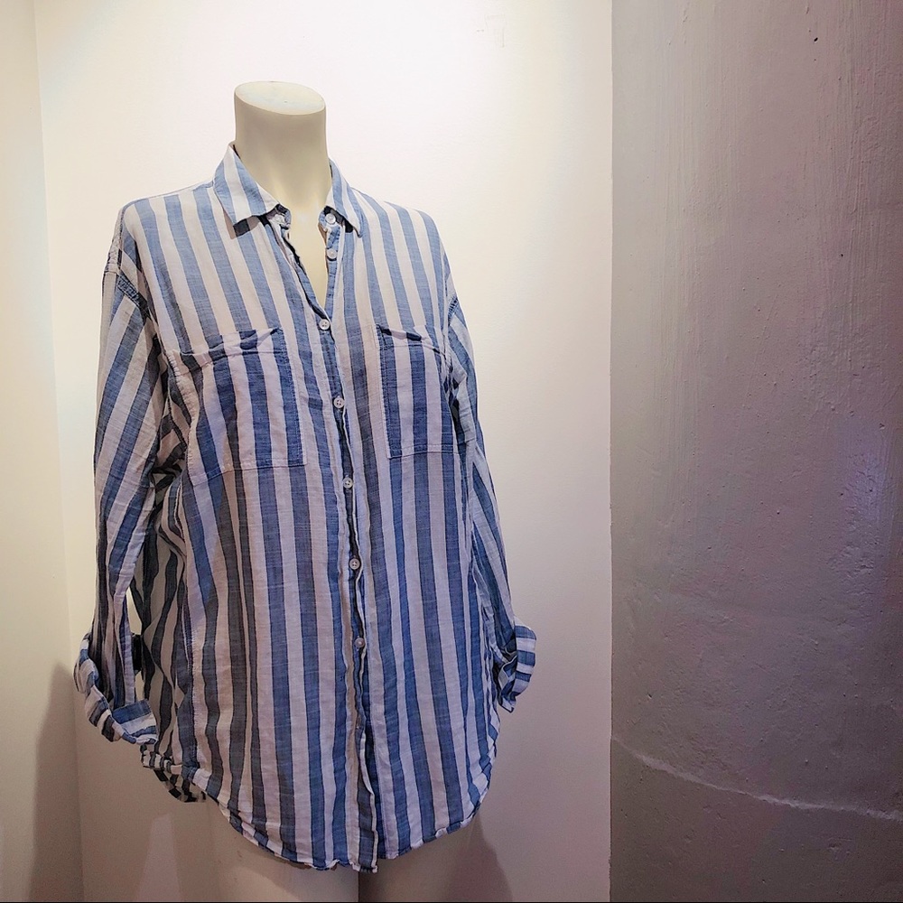 Madewell Linen Striped Button Up